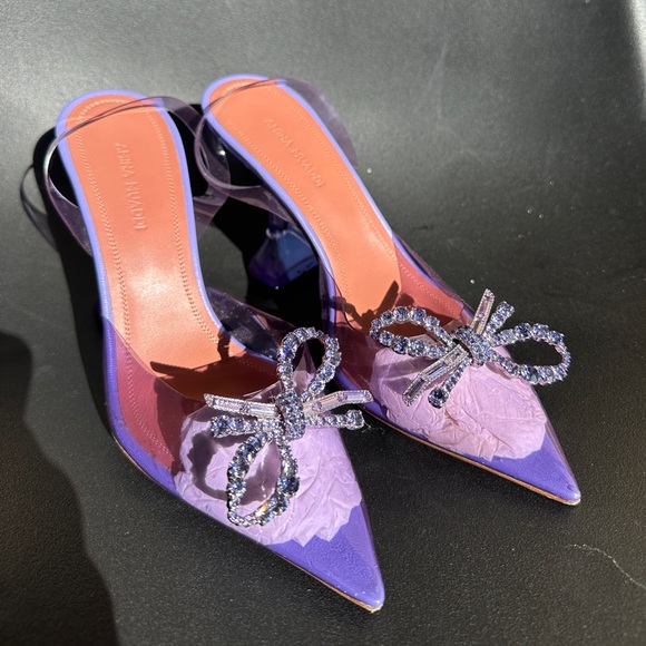 AMINA MUADDI Rosie see-through purple Crystal Embellished Slingback Pumps - Picture 8 of 11